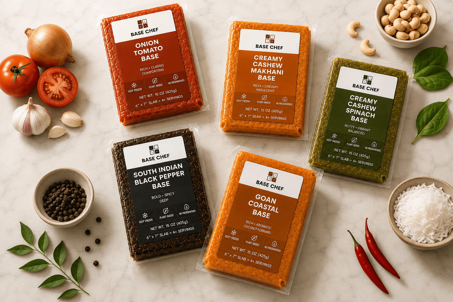 Chef-crafted Base Chef flavor foundations with fresh ingredients